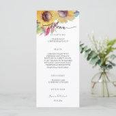 Rustiek Artistieke Zonnebloem Waterverf Art Menu (Staand voorkant)