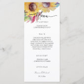 Rustiek Artistieke Zonnebloem Waterverf Art Menu (Voorkant)