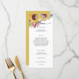 Rustiek Artistieke Zonnebloem Waterverf Art Menu