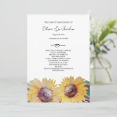 Rustiek Artistieke Zonnebloem Waterverf Art Programmakaart (Staand voorkant)