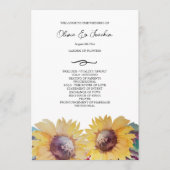 Rustiek Artistieke Zonnebloem Waterverf Art Programmakaart (Voorkant)