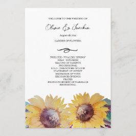 Rustiek Artistieke Zonnebloem Waterverf Art Programmakaart