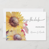 Rustiek Artistieke Zonnebloem Waterverf Art Save The Date (Voorkant)