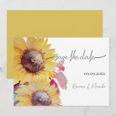 Rustiek Artistieke Zonnebloem Waterverf Art Save The Date (Voorkant / Achterkant)