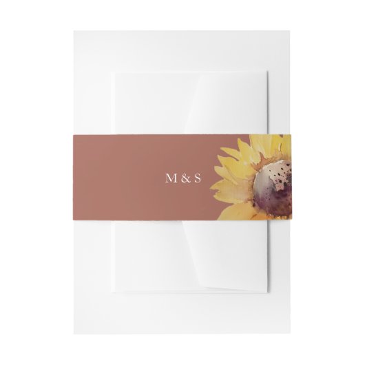 Rustiek Artistieke Zonnebloem Waterverf Art Uitnodigingen Wikkel (Voorkant Voorbeeld)