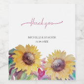 Rustiek Artistieke Zonnebloem Waterverf Art Wijn Etiket (Enkel label)