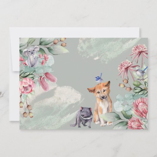 Rustiek Australië Inheemse Dieren Bloemen Baby sho Kaart (Achterkant)