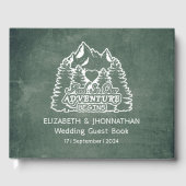 Rustiek avontuur begint groene krijtbord bruilofte gastenboek (Voorkant)