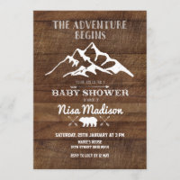 Rustiek avontuur begint met Baby shower Invitation