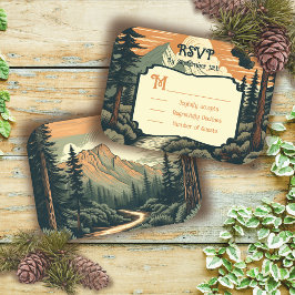 Rustiek Avontuur Berg Bos Bruiloft RSVP Kaart