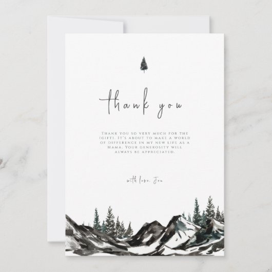 Rustiek Avontuur Bergbos Baby shower Bedankkaart (Voorkant)