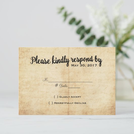 Rustiek  Avontuur Bruiloft RSVP Kaart (Staand voorkant)