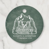 Rustiek Avontuur Groene dennen Bossen Berg bruilof Bedankjes Labels (Voorkant)