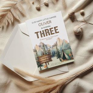 Rustiek Avontuur Happy Camper Derde Verjaardag Kaart