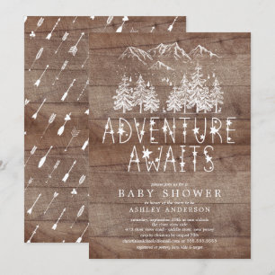 Rustiek avontuur wacht op Boy baby shower Kaart