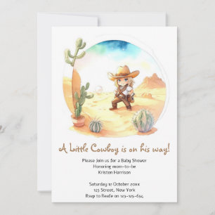 Rustiek Avontuur Wild West Cowboy Baby shower Kaart