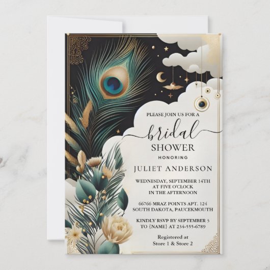 Rustiek Aziatisch Sky Cloud Peacock Vrijgezellenfe Kaart (Voorkant)