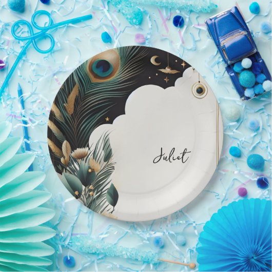 Rustiek Aziatisch Sky Cloud Peacock Vrijgezellenfe Papieren Bordje (Feest)