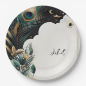 Rustiek Aziatisch Sky Cloud Peacock Vrijgezellenfe Papieren Bordje (Voorkant)