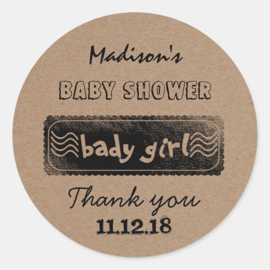 Rustiek | Baby Girl | Baby shower Hartelijk dank Ronde Sticker (Voorkant)