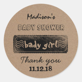Rustiek | Baby Girl | Baby shower Hartelijk dank Ronde Sticker