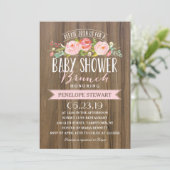rustiek Baby shower | Baby shower Invitation Pink Kaart (Staand voorkant)