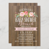 rustiek Baby shower | Baby shower Invitation Pink Kaart (Voorkant / Achterkant)