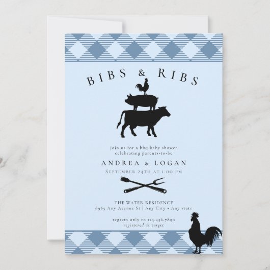 Rustiek Baby shower | Barbecue Kaart (Voorkant)