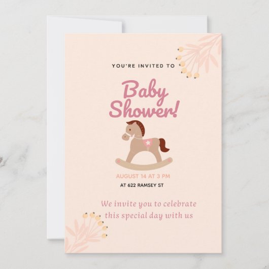 rustiek Baby shower | Bewerkbare Sjabloon Kaart (Voorkant)