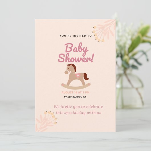 rustiek Baby shower | Bewerkbare Sjabloon Kaart (Staand voorkant)