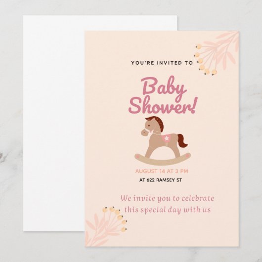 rustiek Baby shower | Bewerkbare Sjabloon Kaart (Voorkant / Achterkant)