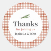 Rustiek Baby shower Dank u Ronde Sticker (Voorkant)
