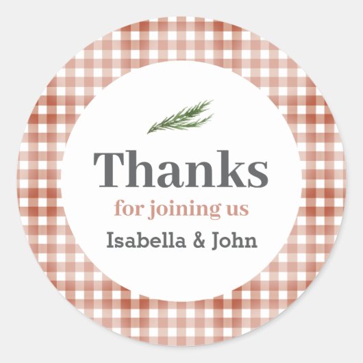 Rustiek Baby shower Dank u Ronde Sticker (Voorkant)