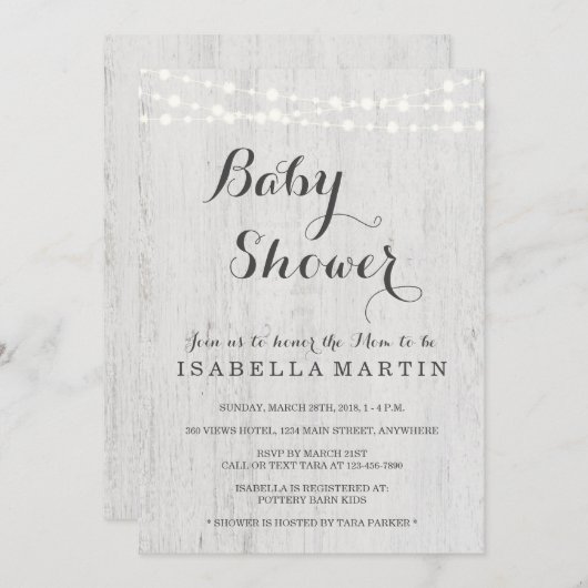 rustiek Baby shower Kaart (Voorkant / Achterkant)