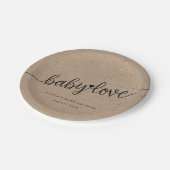 Rustiek Baby shower, Kraft Baby Love Custom Papieren Bordje (Gekanteld)