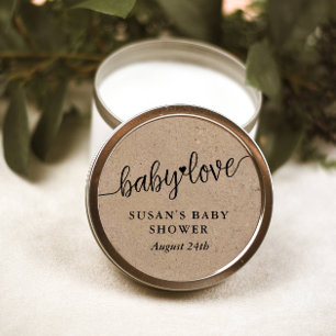 Rustiek Baby shower, Kraft, Baby Love Favor Tag Ronde Sticker