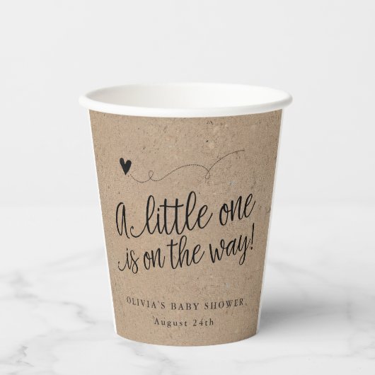 Rustiek Baby shower, Kraft, Genderneutraal Aangepa Papieren Bekers (Voorkant)