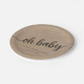 Rustiek Baby shower, Kraft Oh, Baby Custom Papieren Bordje (Gekanteld)