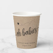 Rustiek Baby shower, Kraft Oh Baby's Twins Custom Papieren Bekers (Achterkant)