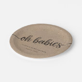 Rustiek Baby shower, Kraft Oh Baby's Twins Custom Papieren Bordje (Gekanteld)
