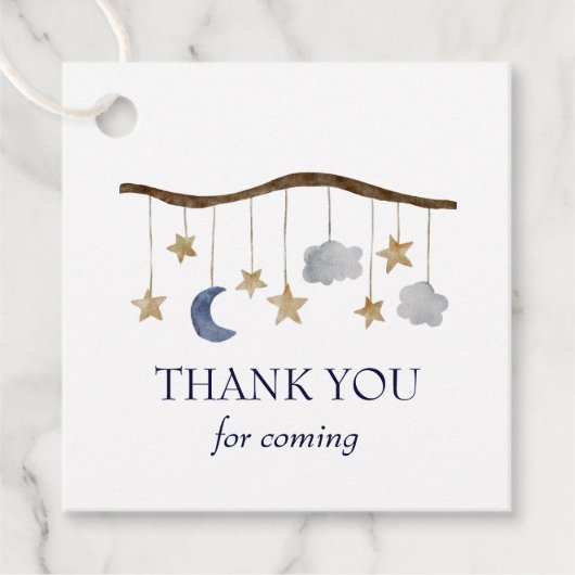 Rustiek Baby shower Night Sky Mobile Bedankjes Labels (Voorkant)