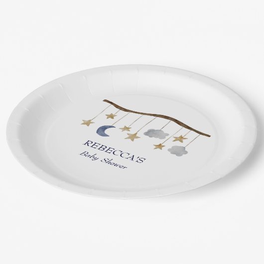 Rustiek Baby shower Night Sky Mobile Papieren Bordje (Gekanteld)