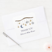 Rustiek Baby shower Night Sky Mobile Vierkante Sticker (Envelop)