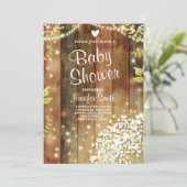 Rustiek Baby shower Nodig Baby's Breath Lights uit Kaart (Staand voorkant)
