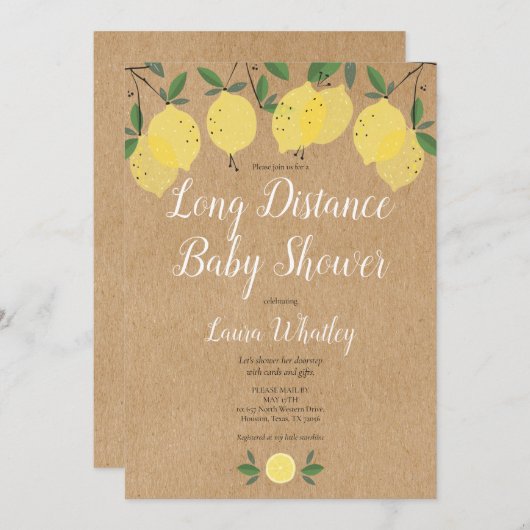 Rustiek Baby shower over lange afstand door Mail L Kaart (Voorkant / Achterkant)