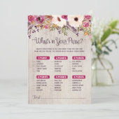 Rustiek Baby shower spel Wat zit er in je tas Kaart (Staand voorkant)