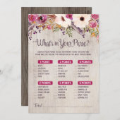 Rustiek Baby shower spel Wat zit er in je tas Kaart (Voorkant / Achterkant)