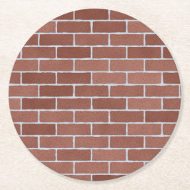 Rustiek bakstenen muurpatroon ronde kartonnen onderzetter