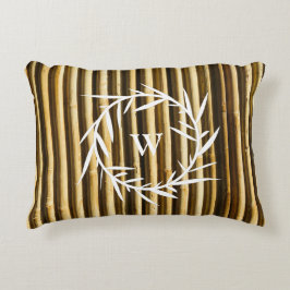 Rustiek bamboe monogram verticale lijnen patroon accent kussen