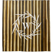 Rustiek bamboe monogram verticale lijnen patroon douchegordijn (Voorkant)